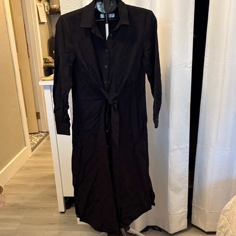 LOFT Black Dress with Button Detail